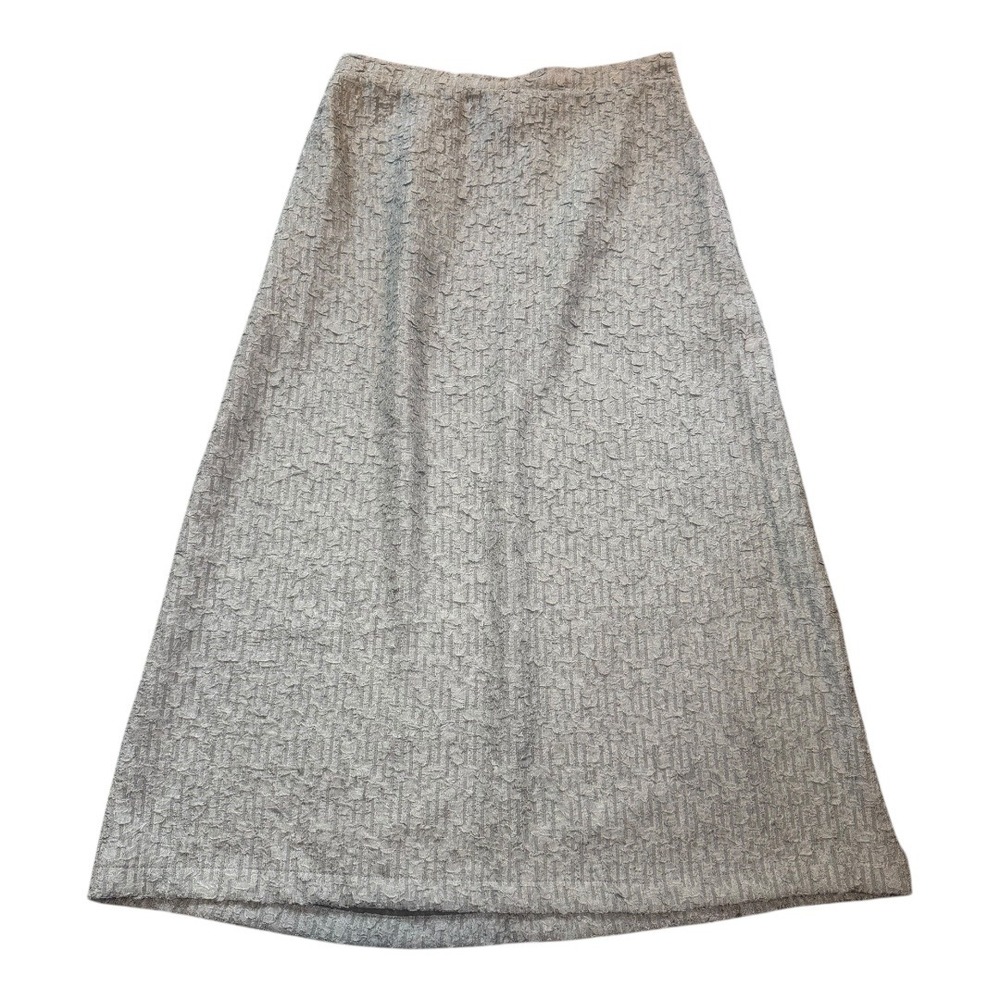 NEW Melloday Midi Skirt‎ Textured A-Line Long Skirt Pull On Grey Medium